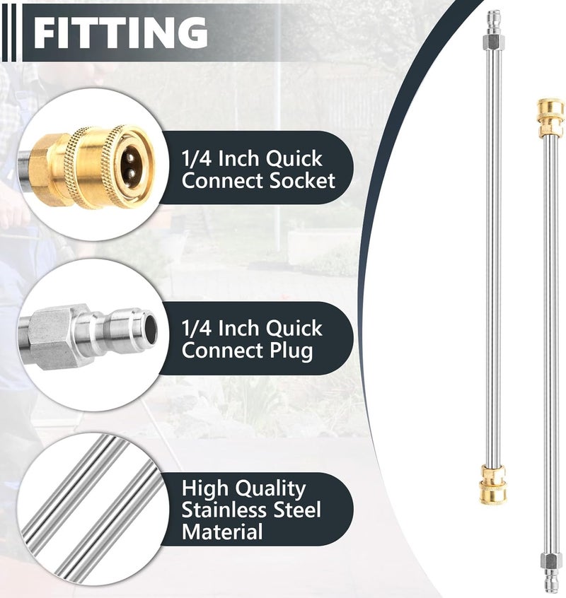 EARLEAS Pressure Washer Extension Wand, 2 Pack 17 Inch Stainless Steel Heavy Duty Wands with 1/4 Inch Quick Connect, Fits Most Pressure and Power Washers - Image 5